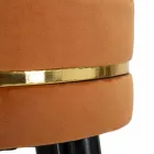 Tabouret de Bar Rond en Bois et Tissu de Design Moderne - Rupert Viadurini