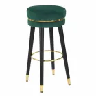 Tabouret de Bar Rond en Bois et Tissu de Design Moderne - Rupert Viadurini