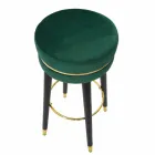 Tabouret de Bar Rond en Bois et Tissu de Design Moderne - Rupert Viadurini