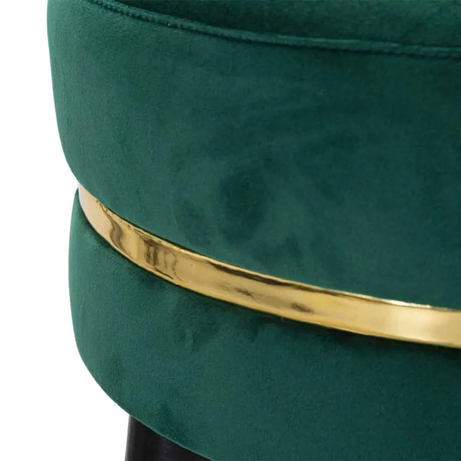 Tabouret de Bar Rond en Bois et Tissu de Design Moderne - Rupert Viadurini