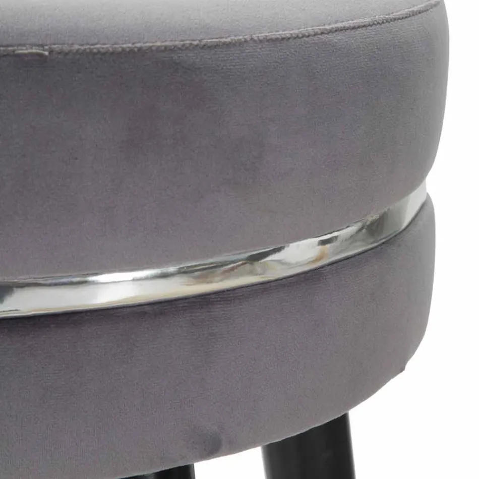 Tabouret de Bar Rond en Bois et Tissu de Design Moderne - Rupert Viadurini