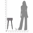 Tabouret de Bar Rond en Bois et Tissu de Design Moderne - Rupert Viadurini