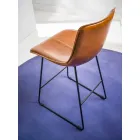 Tabouret luge, assise en similicuir effet cuir - Ovid Viadurini