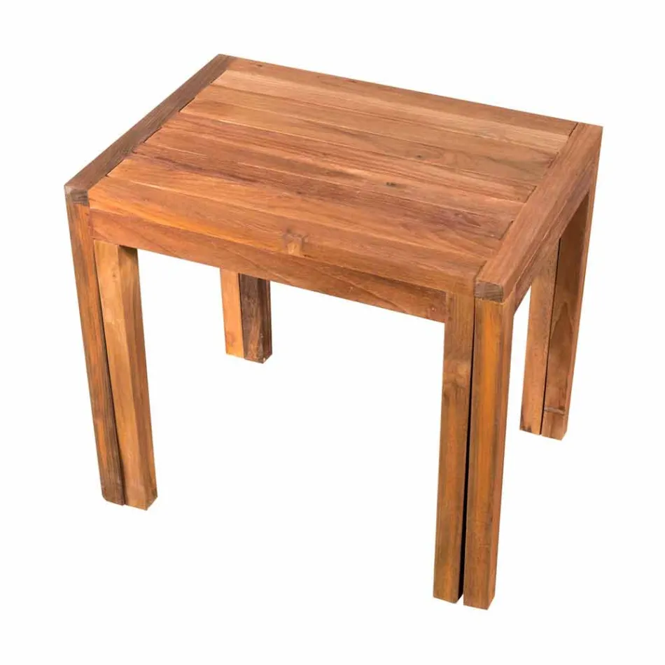 Tabouret bas extensible en bois de teck finition naturelle - Pomino Viadurini