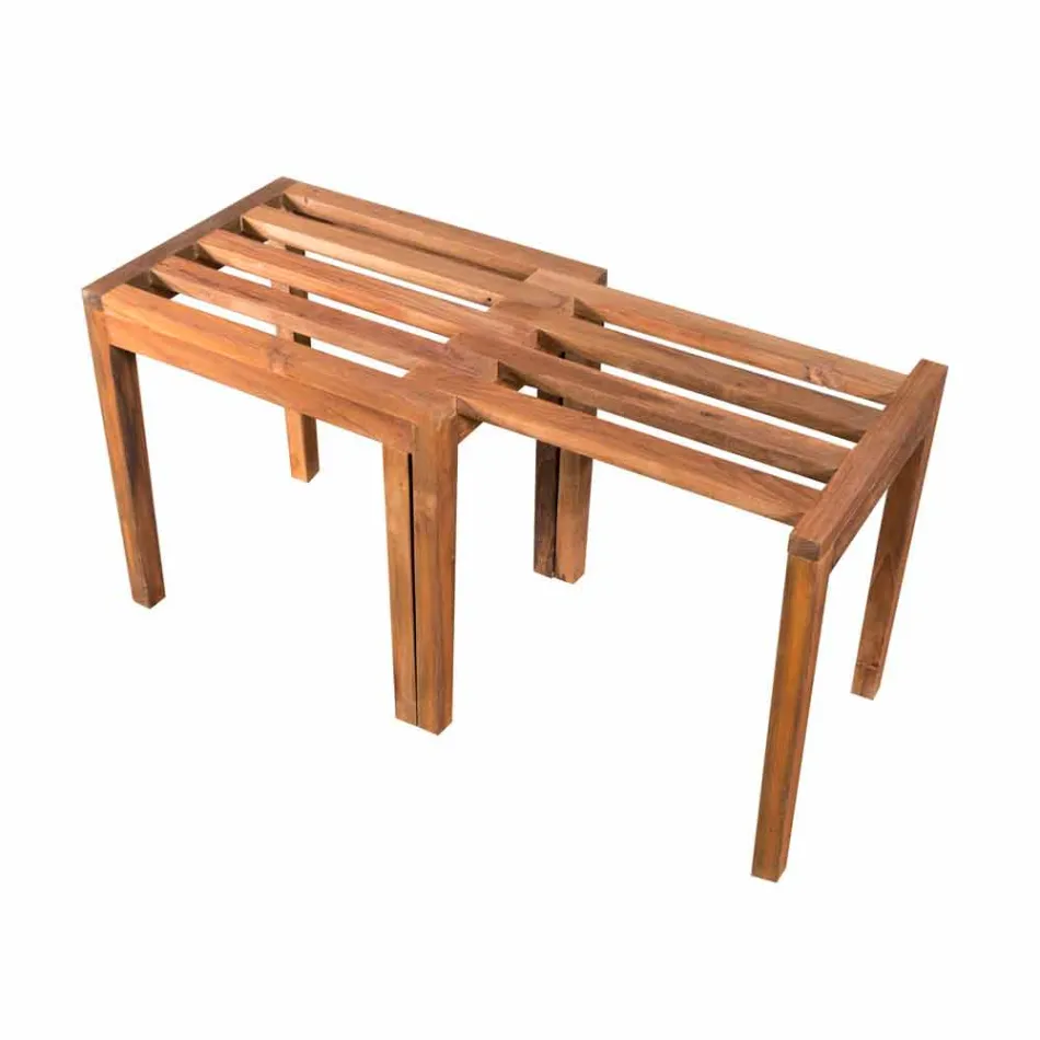 Tabouret bas extensible en bois de teck finition naturelle - Pomino Viadurini