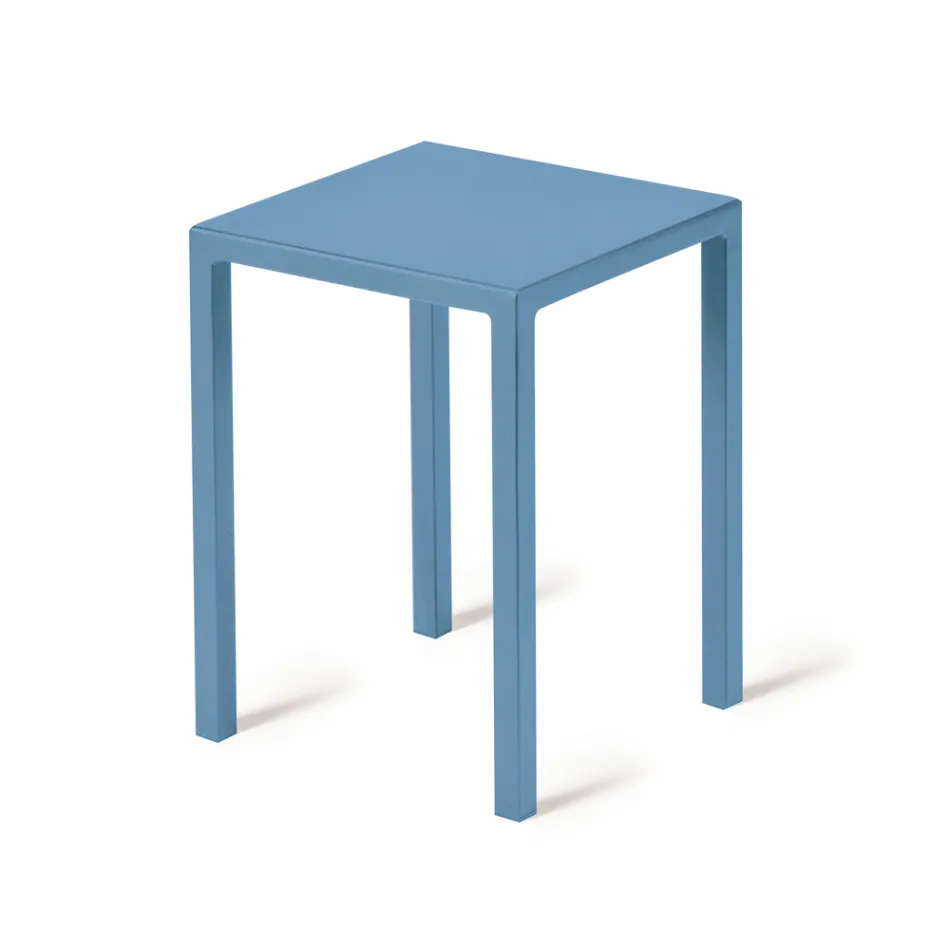 Tabouret d'extérieur bas carré en acier fabriqué en Italie - Azul Viadurini