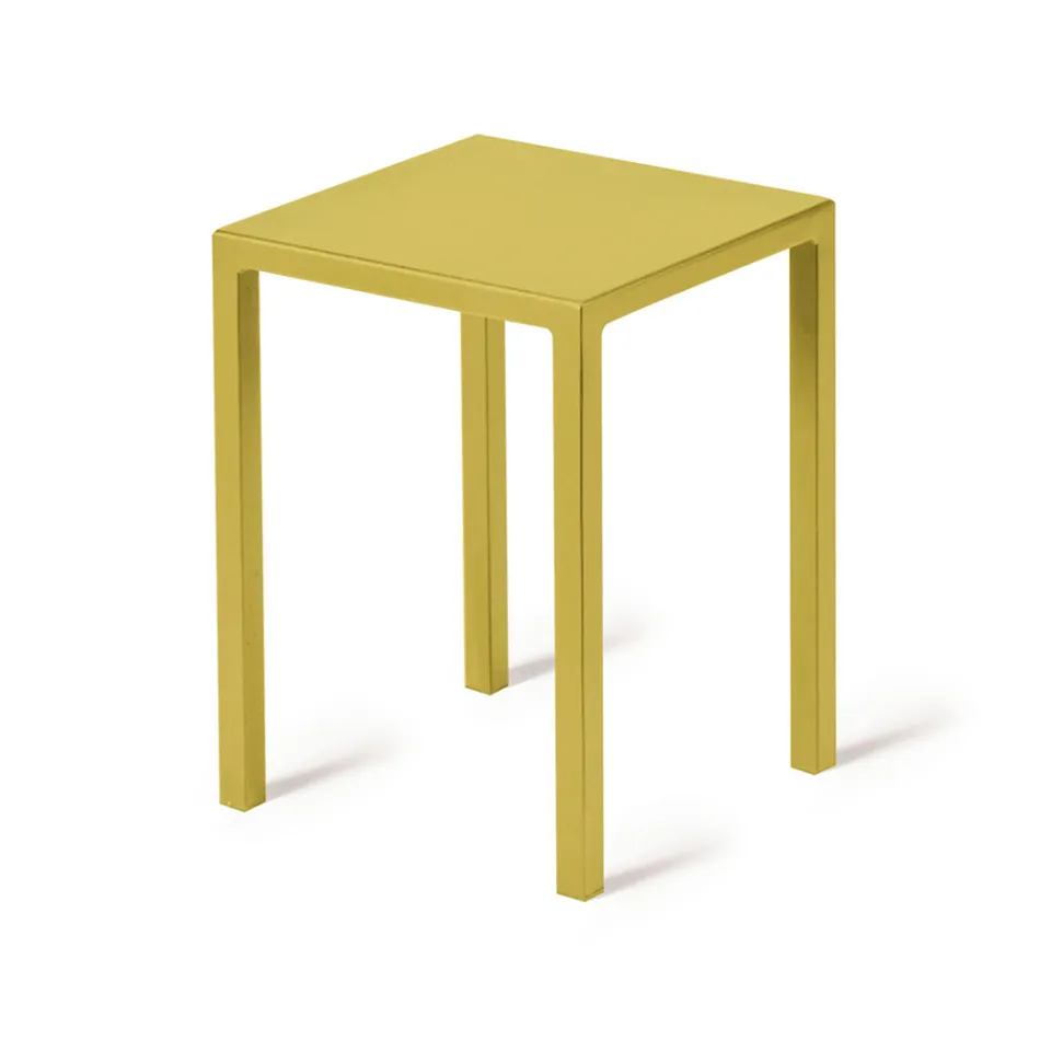 Tabouret d'extérieur bas carré en acier fabriqué en Italie - Azul Viadurini