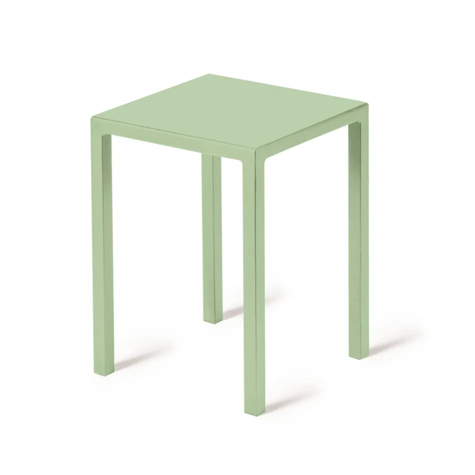 Tabouret d'extérieur bas carré en acier fabriqué en Italie - Azul Viadurini