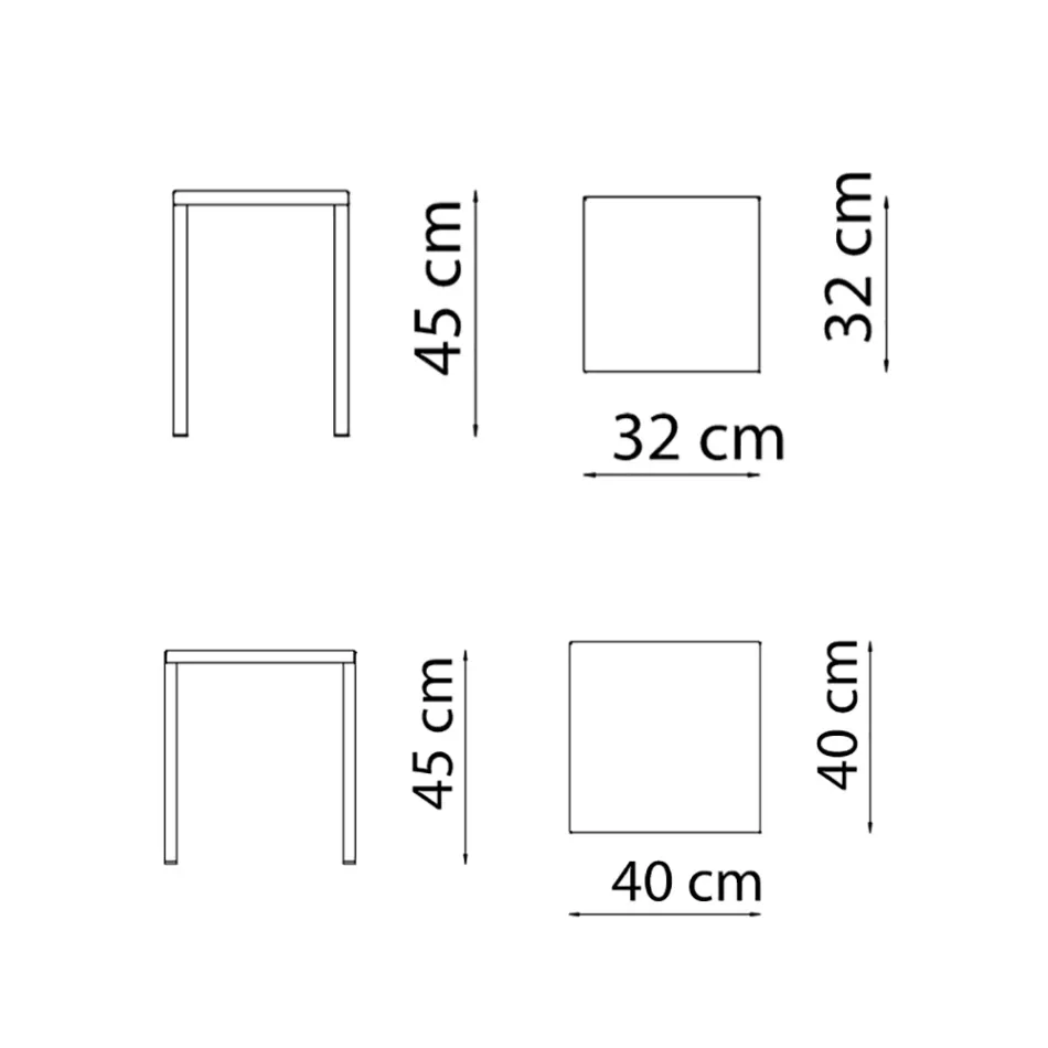 Tabouret d'extérieur bas carré en acier fabriqué en Italie - Azul Viadurini
