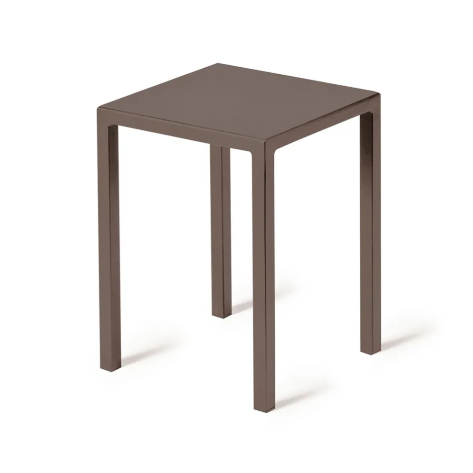 Tabouret d'extérieur bas carré en acier fabriqué en Italie - Azul Viadurini