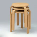 Tabouret bas empilable en bois de hêtre naturel fabriqué en Italie - Cassiopea Viadurini