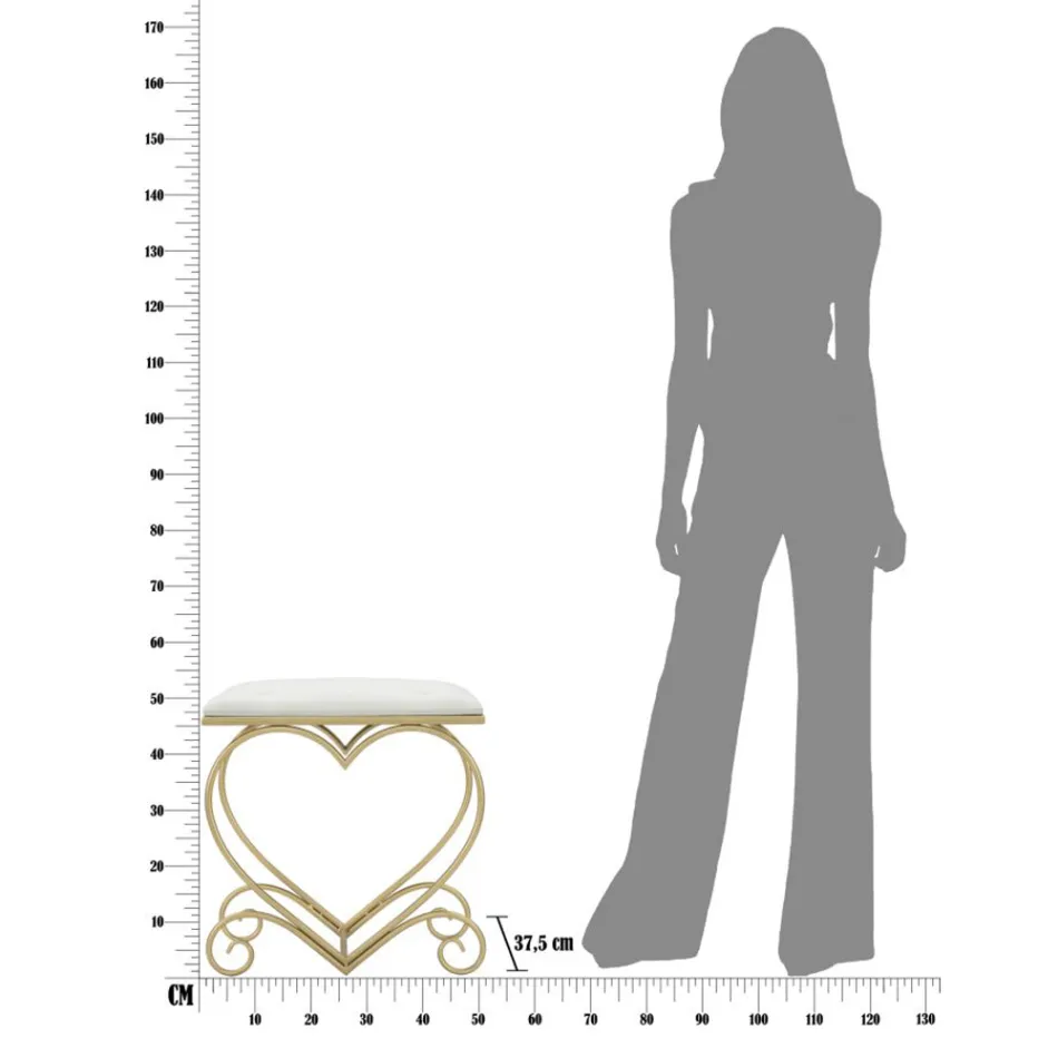 Tabouret bas en fer finition dorée avec assise en tissu - Dimentico Viadurini