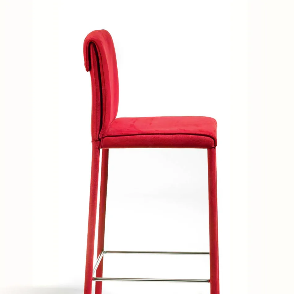 Tabouret entièrement rembourré en technofibre rouge Made in Italy - Screen Viadurini