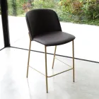 Tabouret avec base en métal et assise en simili cuir fabriqué en Italie - Ivy Viadurini