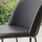 Tabouret avec base en métal et assise en simili cuir fabriqué en Italie - Ivy Viadurini