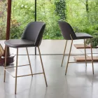 Tabouret avec base en métal et assise en simili cuir fabriqué en Italie - Ivy Viadurini