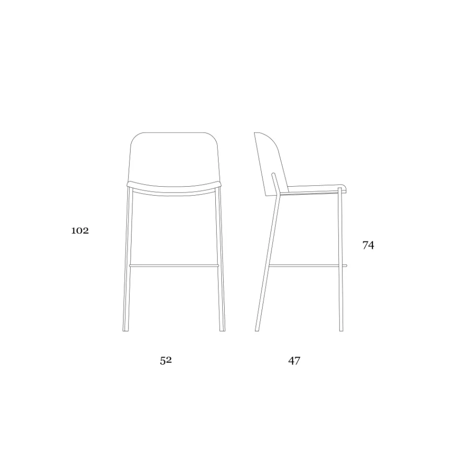 Tabouret avec base en métal et assise en simili cuir fabriqué en Italie - Ivy Viadurini