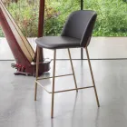 Tabouret avec base en métal et assise en simili cuir fabriqué en Italie - Ivy Viadurini