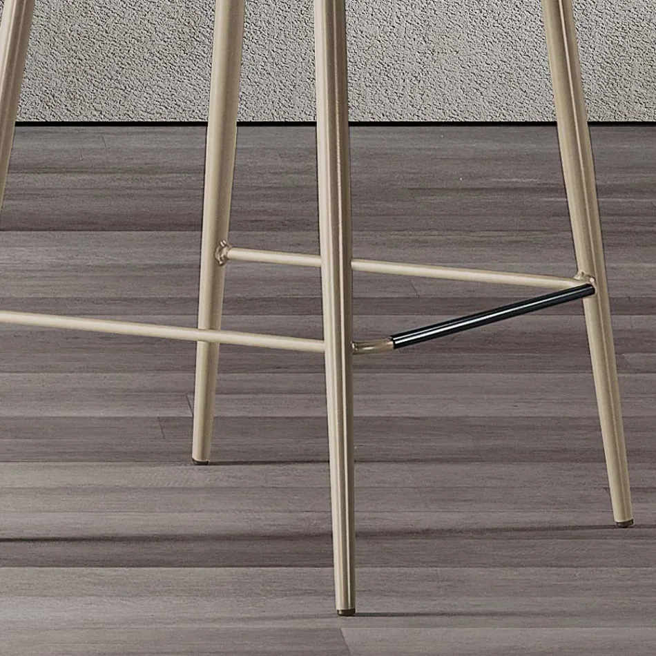 Tabouret avec pieds en métal et assise en tissu monocoque fabriqué en Italie - Hinata Viadurini