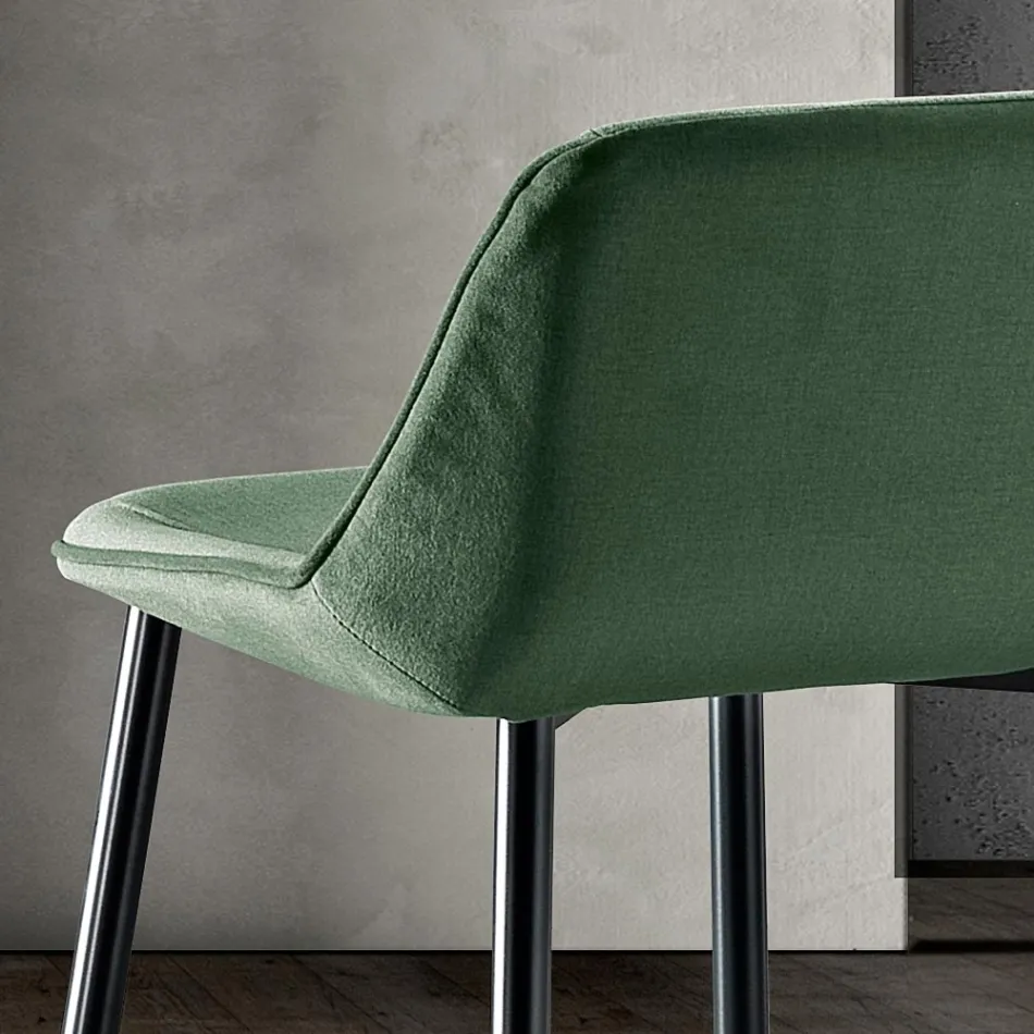 Tabouret avec pieds en métal et assise en tissu monocoque fabriqué en Italie - Hinata Viadurini