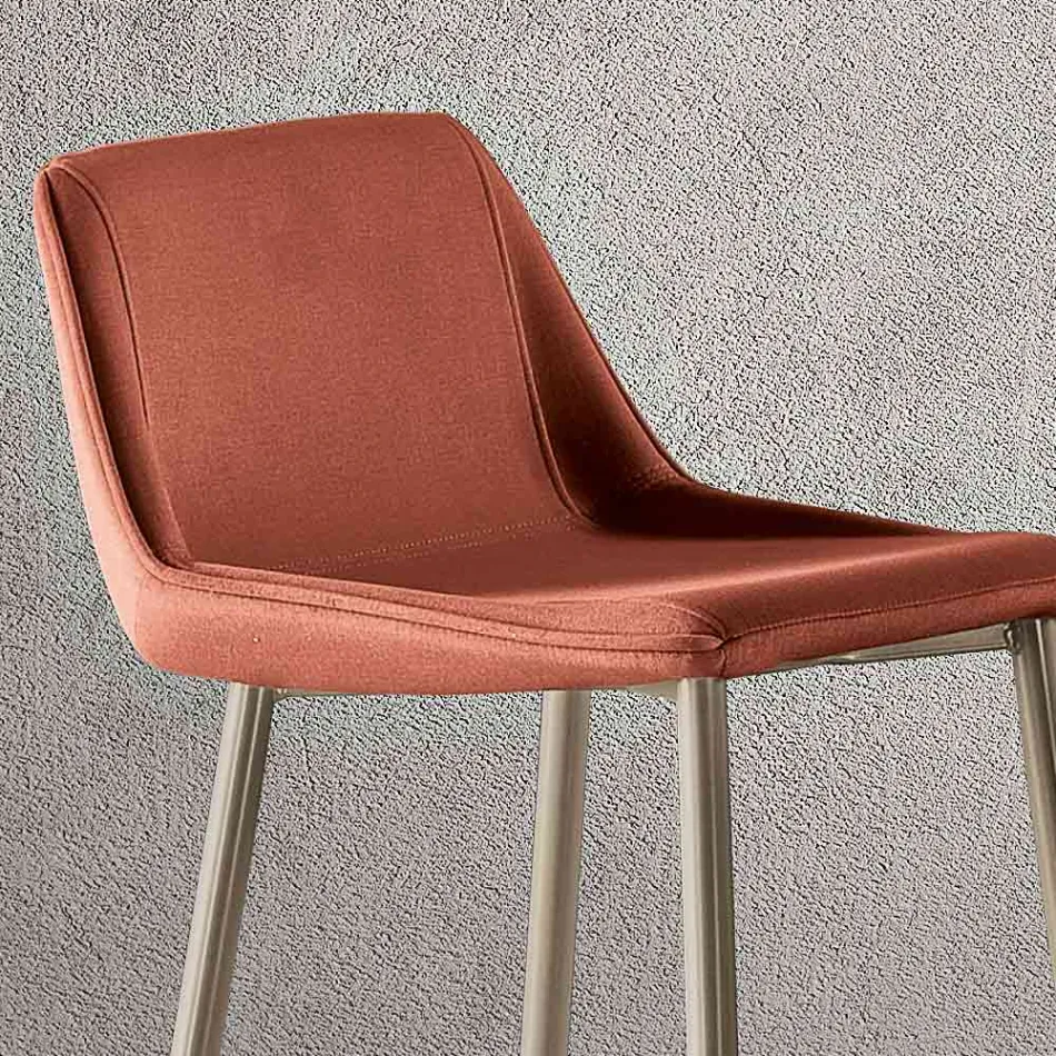 Tabouret avec pieds en métal et assise en tissu monocoque fabriqué en Italie - Hinata Viadurini