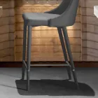 Tabouret avec dossier, piètement en métal design - Berenice Viadurini