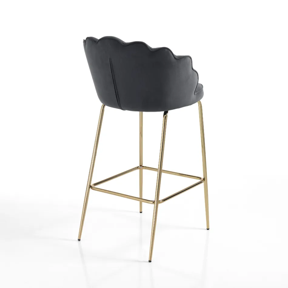 Tabouret avec assise rembourrée recouverte de tissu - Silicone Viadurini