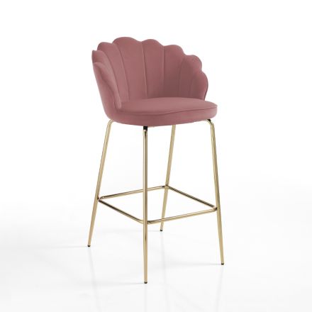 Tabouret avec assise rembourrée recouverte de tissu - Silicone Viadurini
