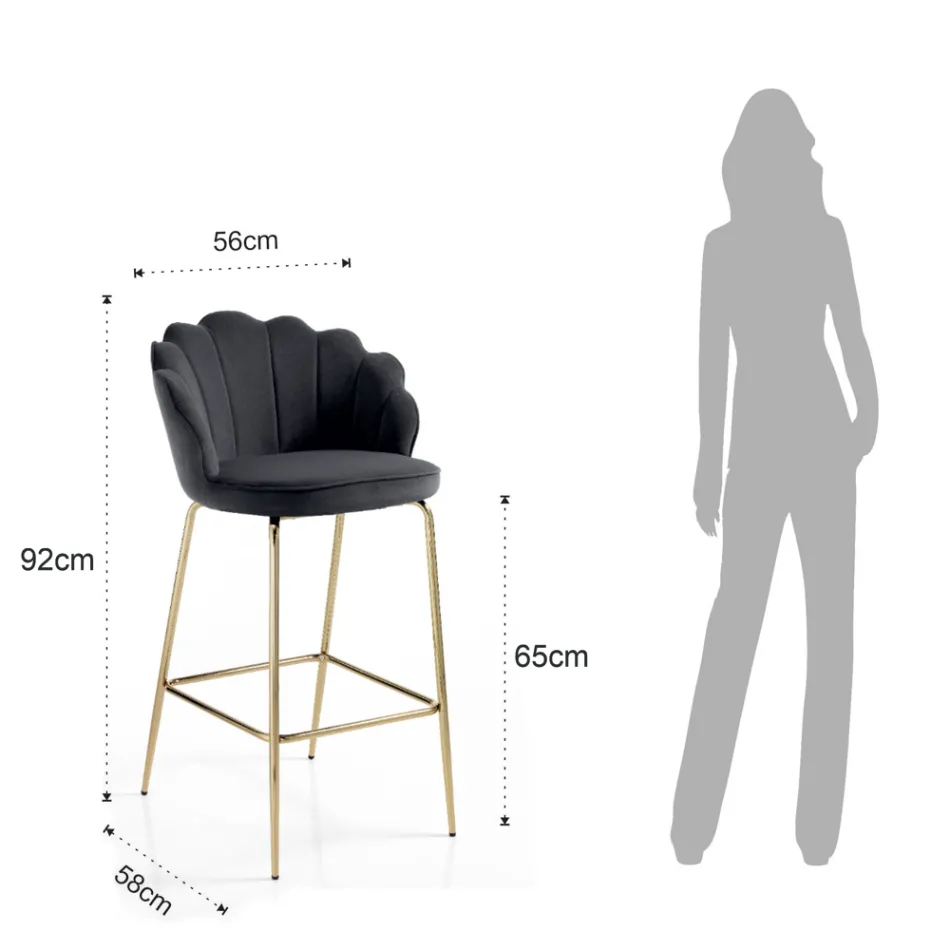 Tabouret avec assise rembourrée recouverte de tissu - Silicone Viadurini