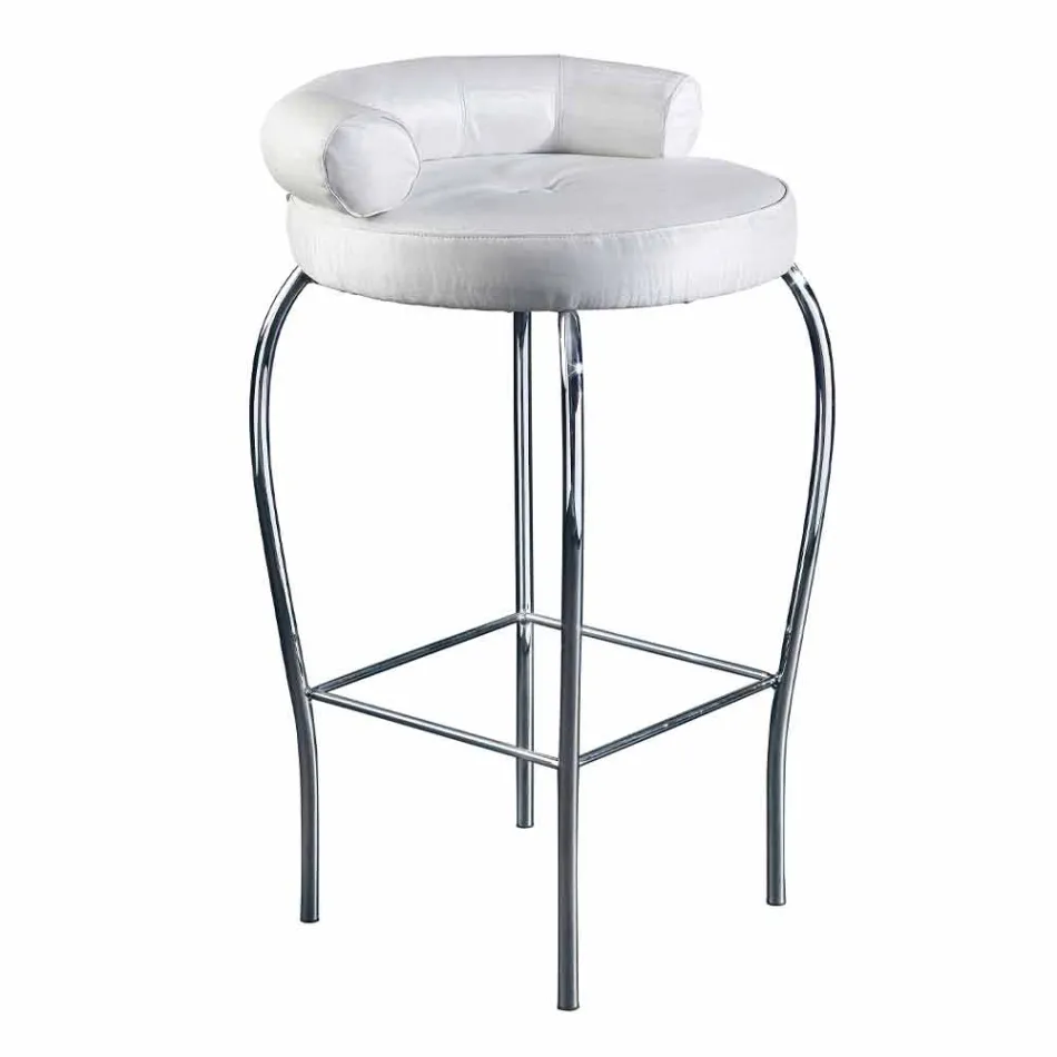 Tabouret avec Structure en Acier et Assise en Tissu Fabriqué en Italie - Varsovie Viadurini