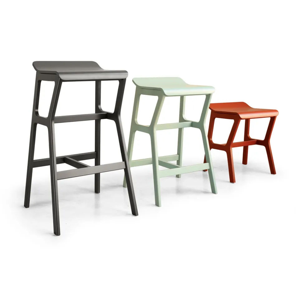 Tabouret avec structure en bois de hêtre massif fabriqué en Italie - Regensburg Viadurini