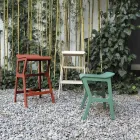 Tabouret avec structure en bois de hêtre massif fabriqué en Italie - Regensburg Viadurini