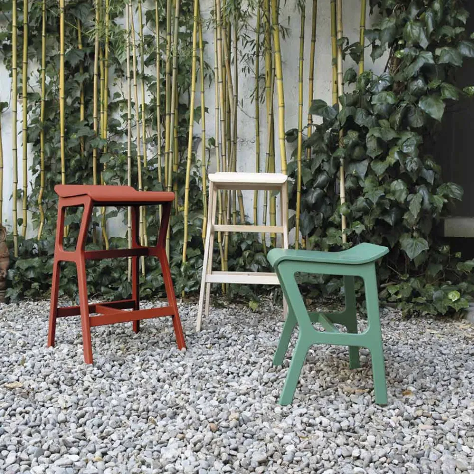 Tabouret avec structure en bois de hêtre massif fabriqué en Italie - Regensburg Viadurini