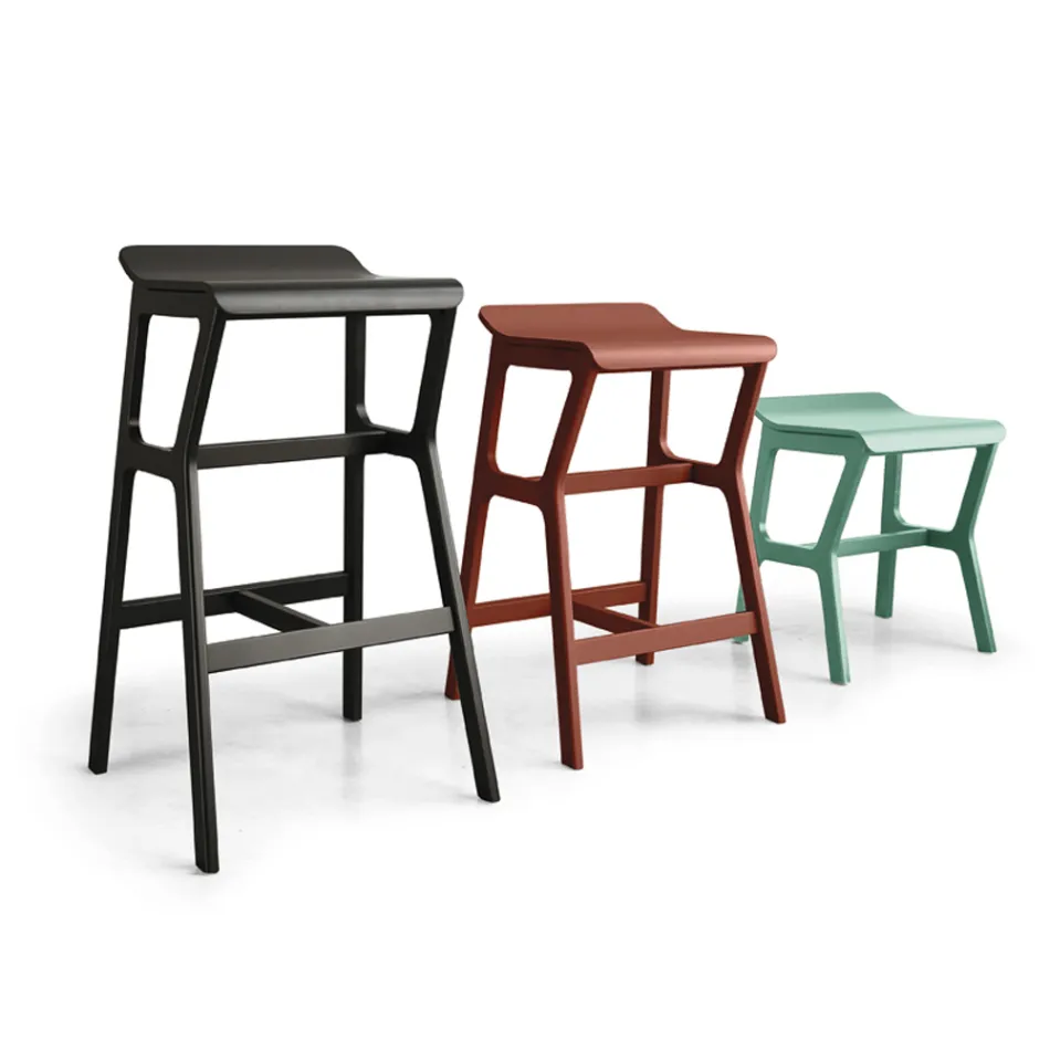 Tabouret avec structure en bois de hêtre massif fabriqué en Italie - Regensburg Viadurini