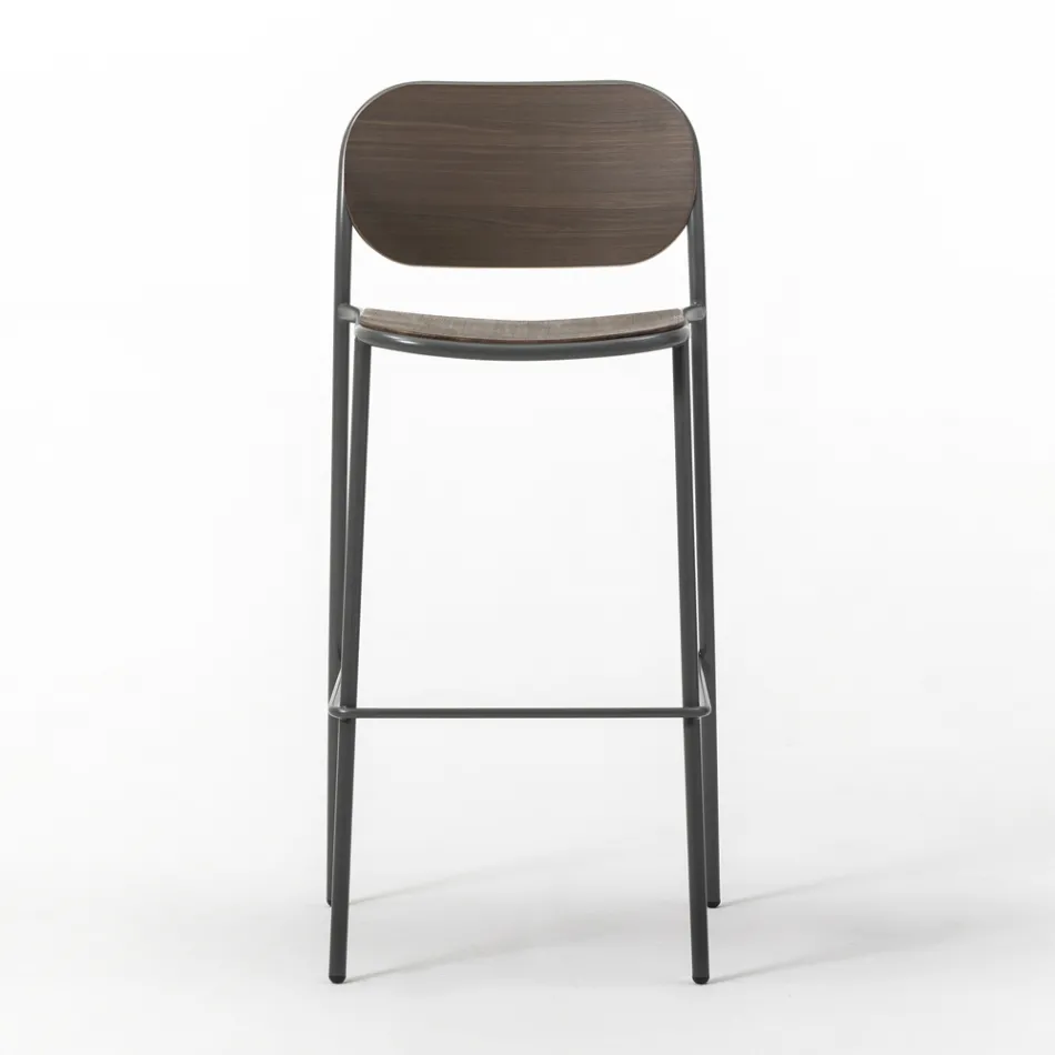 Tabouret de Cuisine en Bois de Chêne et Métal Made in Italy 2 Pièces - Saffia Viadurini