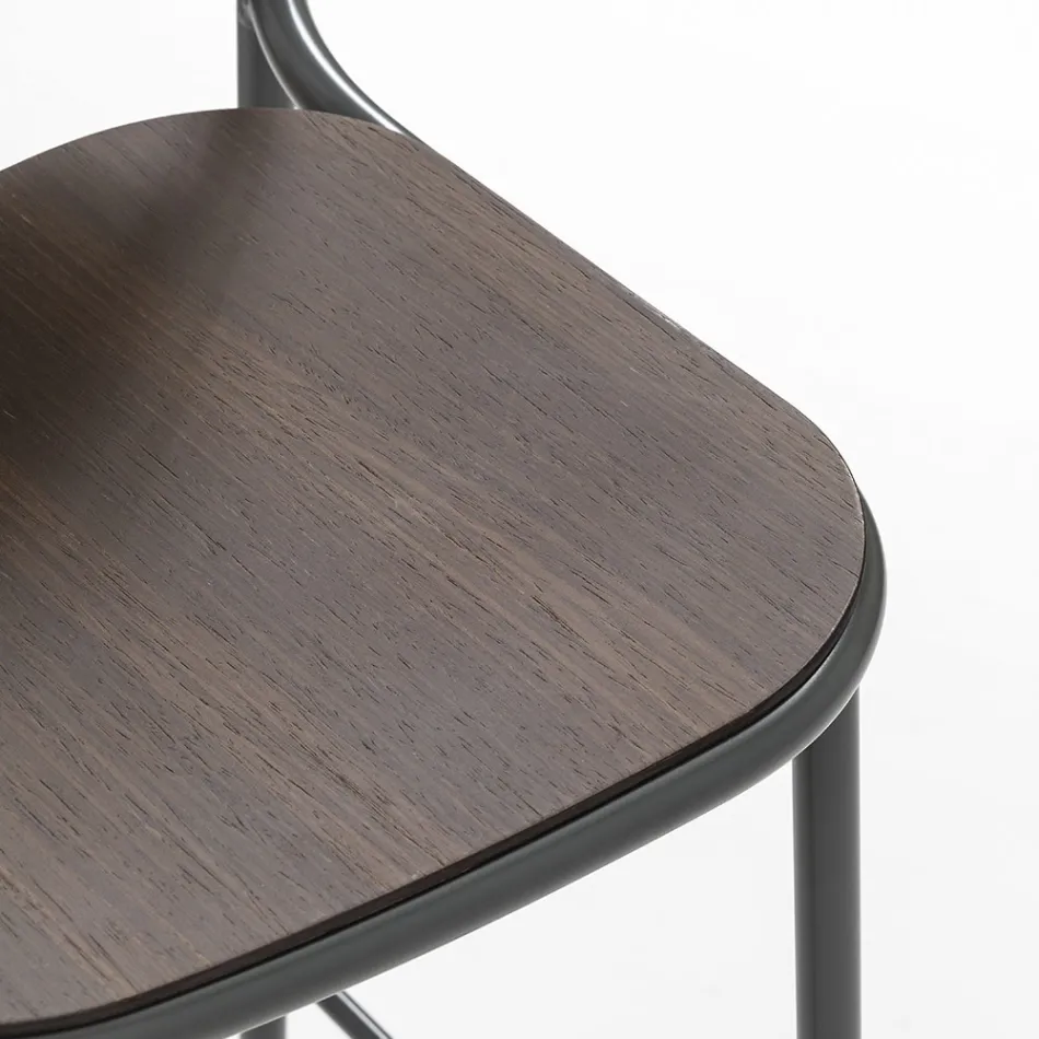 Tabouret de Cuisine en Bois de Chêne et Métal Made in Italy 2 Pièces - Saffia Viadurini