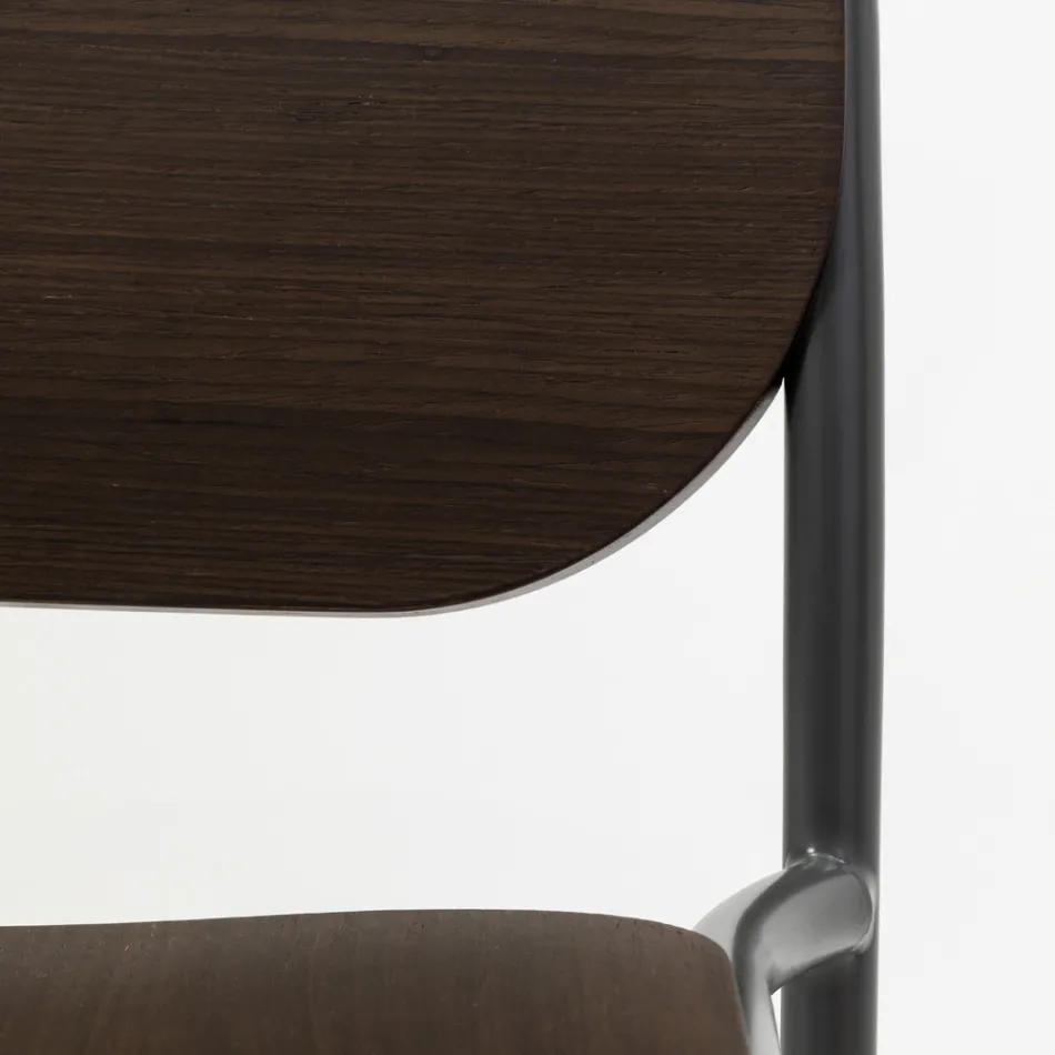 Tabouret de Cuisine en Bois de Chêne et Métal Made in Italy 2 Pièces - Saffia Viadurini