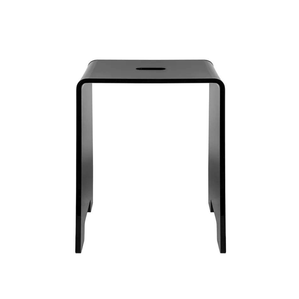 Penelope - Tabouret de salle de bain design en plexiglas noir, fabriqué en Italie Viadurini