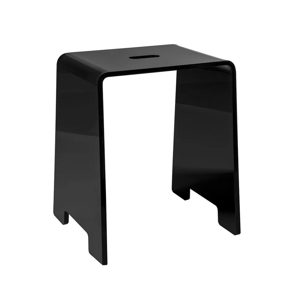 Penelope - Tabouret de salle de bain design en plexiglas noir, fabriqué en Italie Viadurini