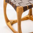 Tabouret de salle de bain design en teck avec assise tissée - Yucca Viadurini