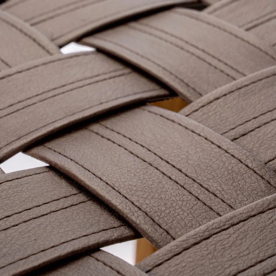 Tabouret de salle de bain design en teck avec assise tressée - Yucca Viadurini