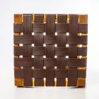 Tabouret de salle de bain design en teck avec assise tressée - Yucca Viadurini