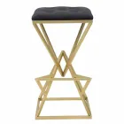 Tabouret de Bar Design Carré Haut en Fer et Tissu - Sillie Viadurini