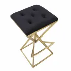 Tabouret de Bar Design Carré Haut en Fer et Tissu - Sillie Viadurini