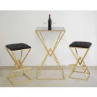 Tabouret de Bar Design Carré Haut en Fer et Tissu - Sillie Viadurini