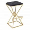 Tabouret de Bar Design Carré Haut en Fer et Tissu - Sillie