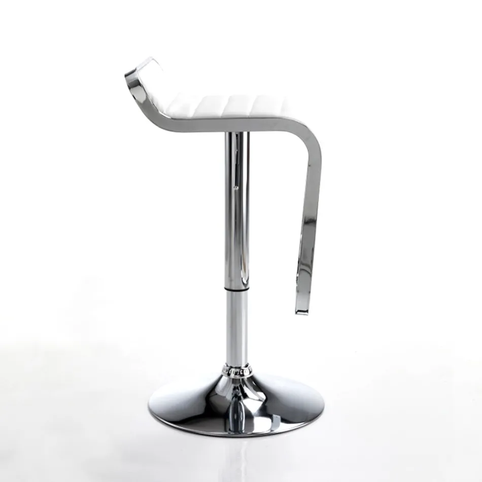 Tabouret de bar en cuir synthétique et métal - Berchelio Viadurini