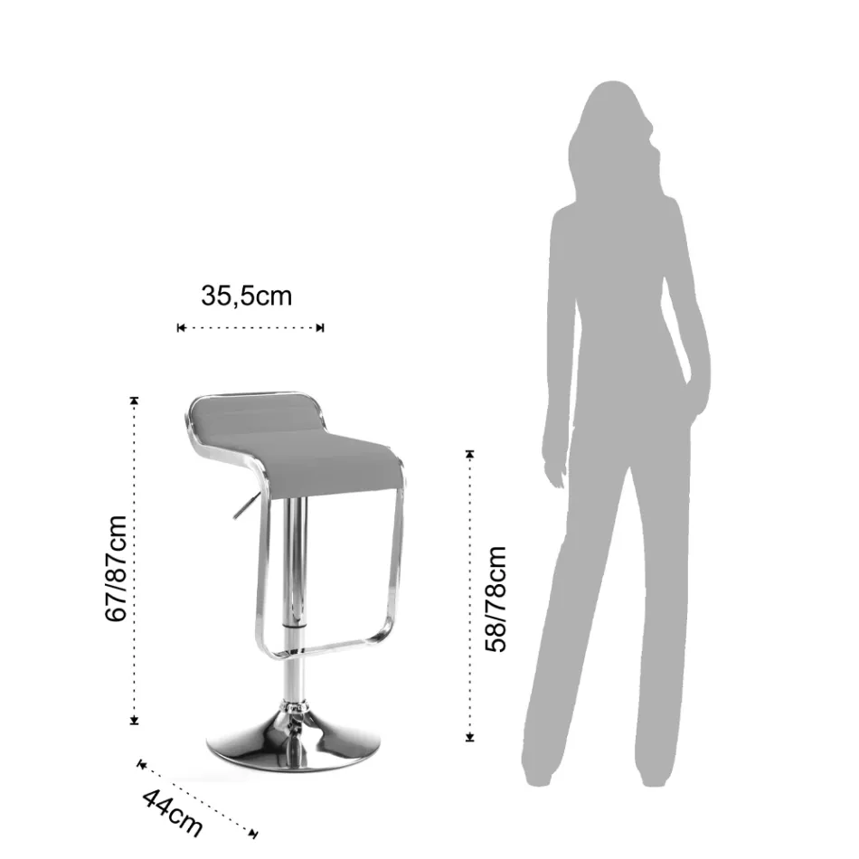 Tabouret de bar en cuir synthétique et métal - Berchelio Viadurini
