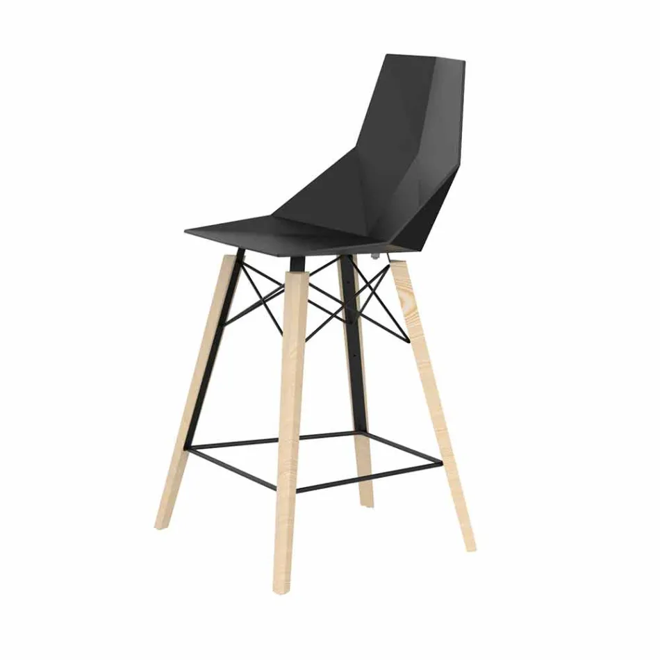 Tabouret de cuisine design en bois et plastique de différentes couleurs - Faz Wood par Vondom Viadurini