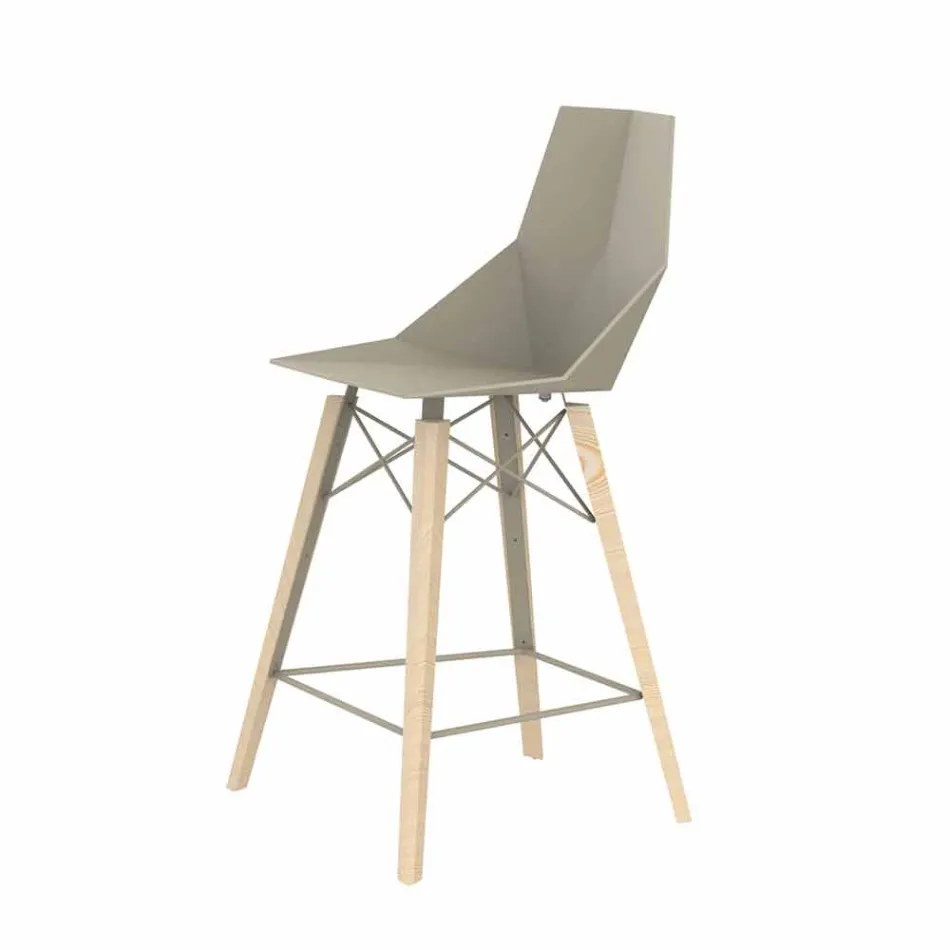 Tabouret de cuisine design en bois et plastique de différentes couleurs - Faz Wood par Vondom Viadurini